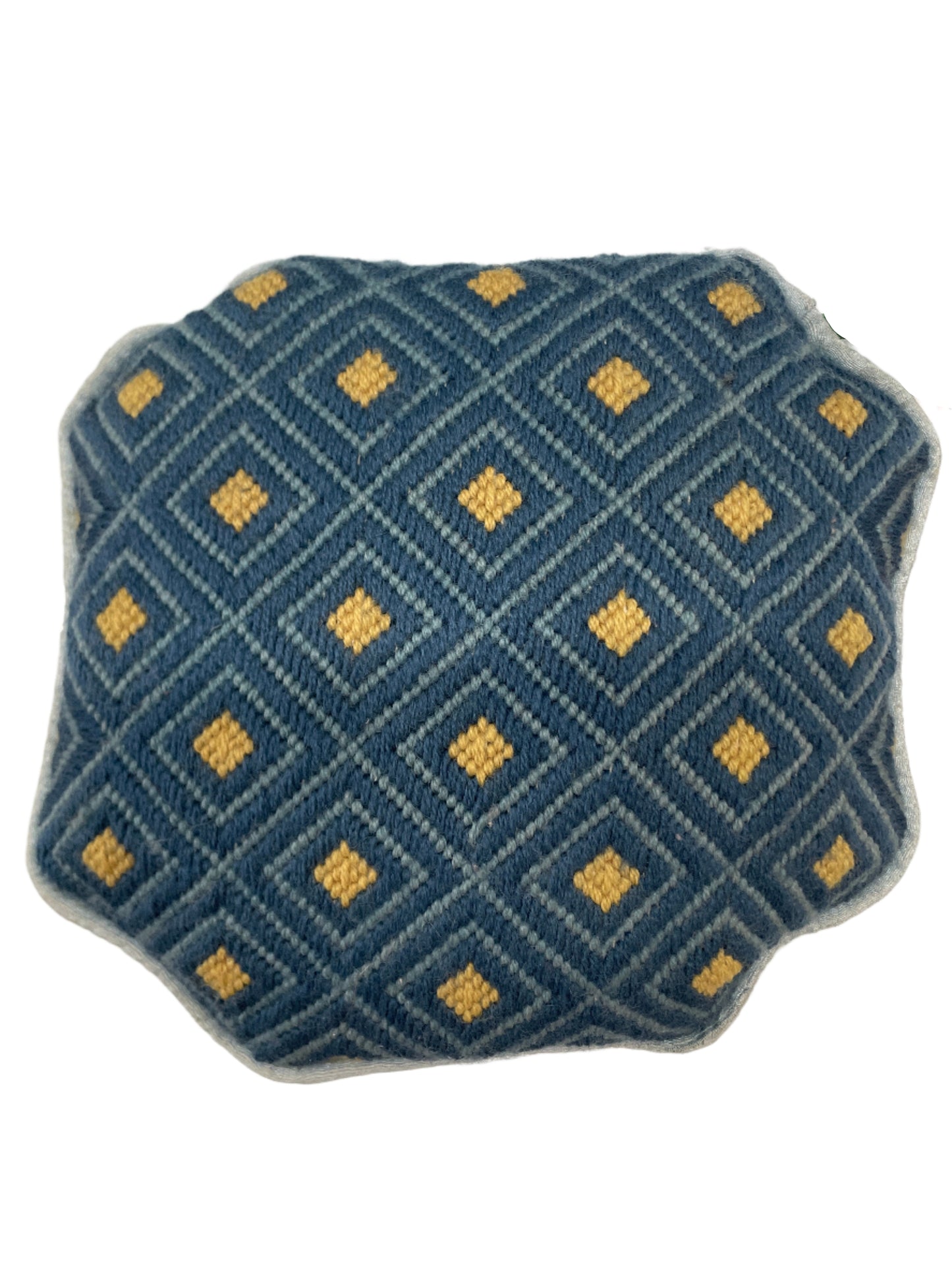 Vintage Needlepoint Pillow Hexagon
