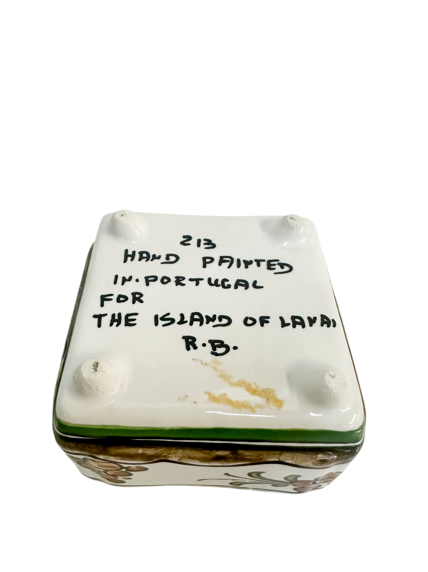 Vintage Hand Painted Portuguese Faience Lidded Box