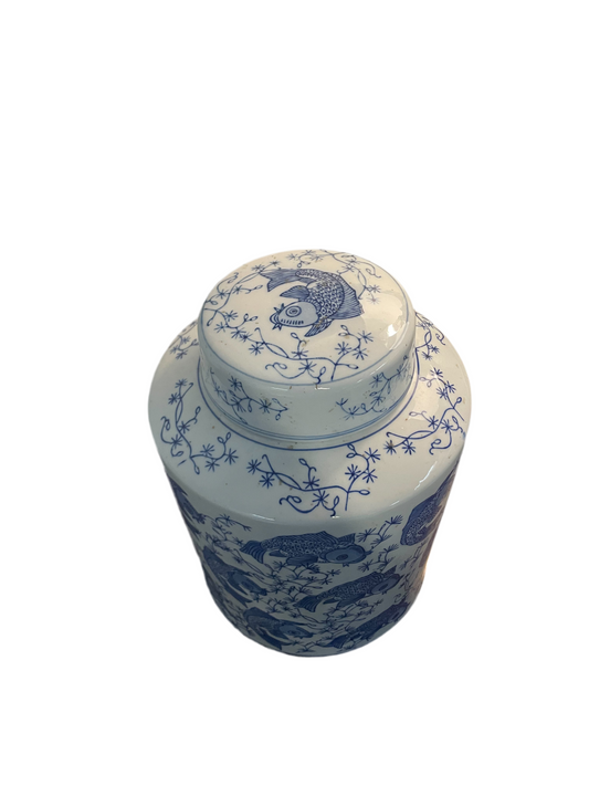 Koi Fish Temple Jar with Lid