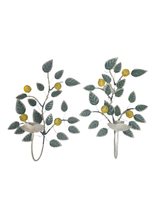 Vintage Italian Tole Lemon Sconce Pair