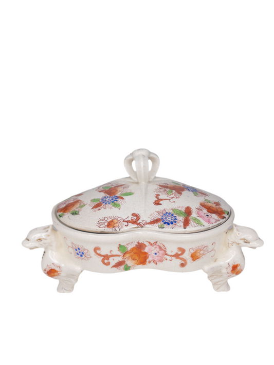 Vintage Asian Divided Dish on Raised Dragon Legs