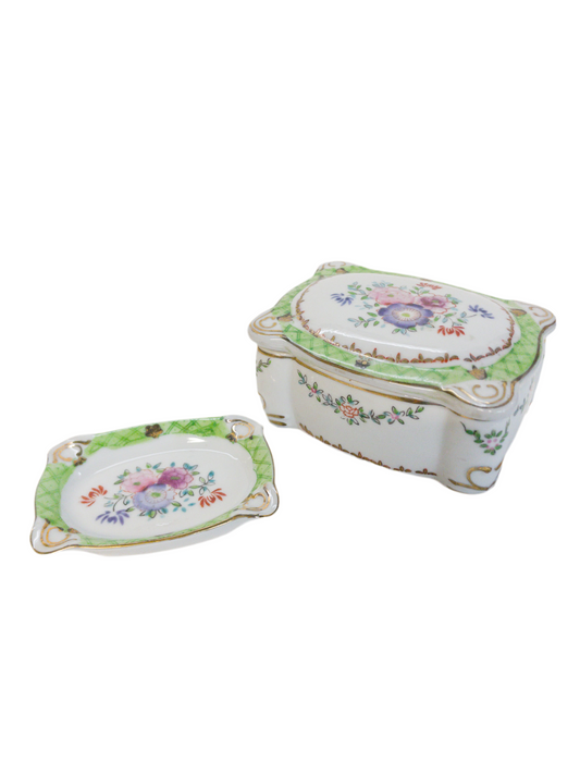 Hand Painted Trinket Box & Tray