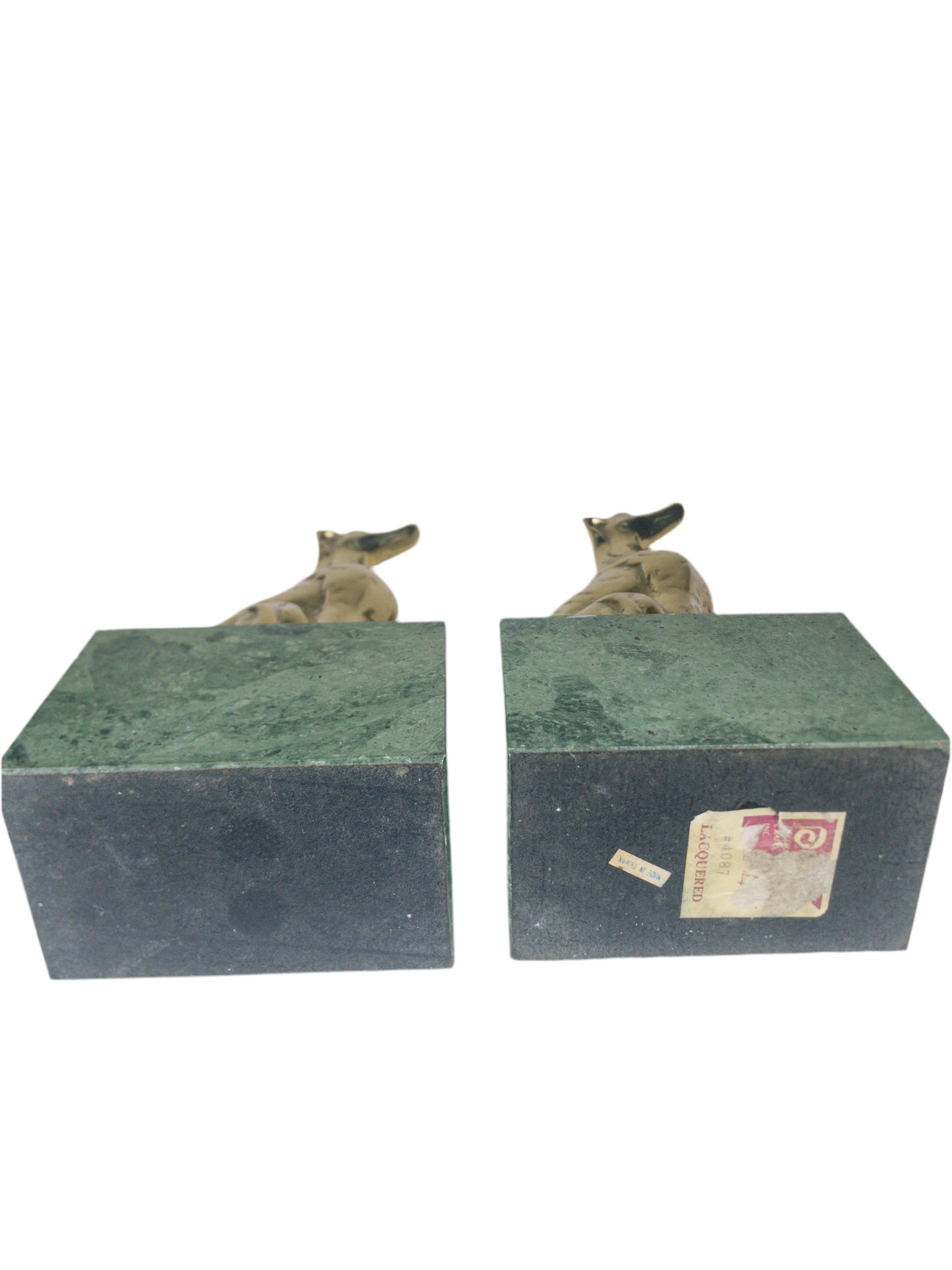 Vintage Greyhounds Brass on Marble pair