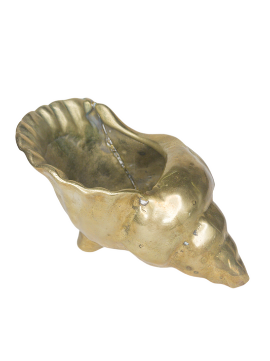Vintage Brass Conch Shell Planter
