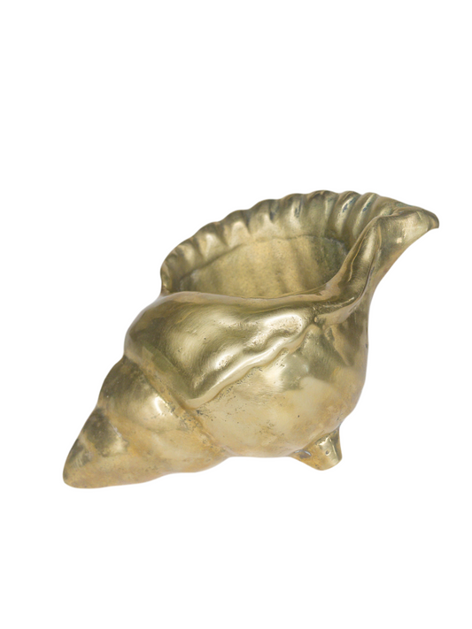 Vintage Brass Conch Shell Planter