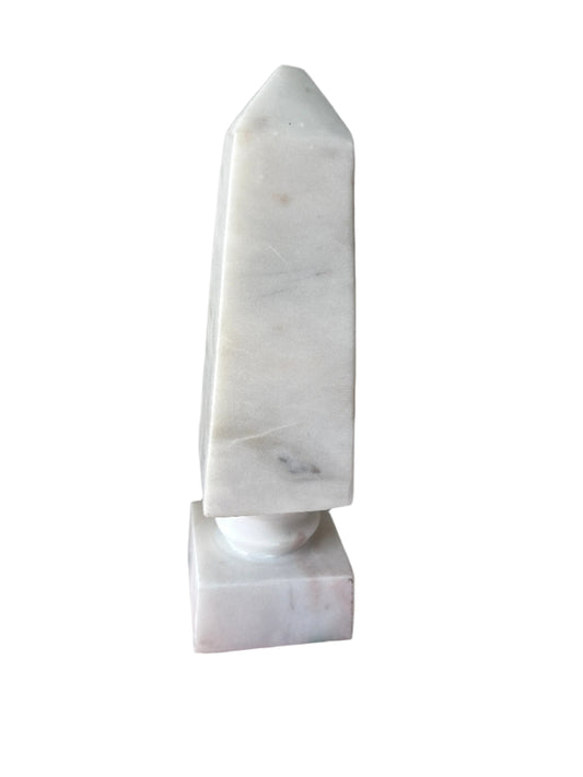 Large Vintage White Marble Obelisk