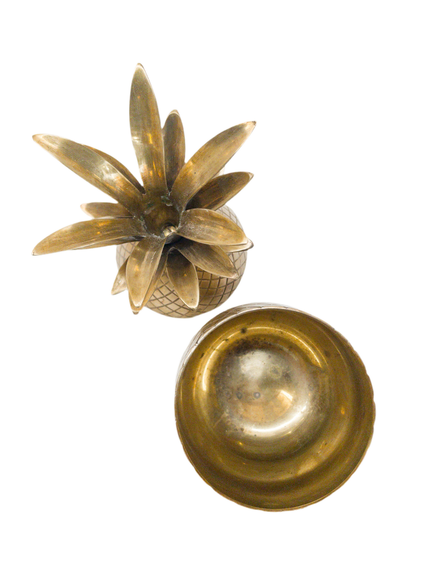 Mid-century Lidded Brass Pineapple