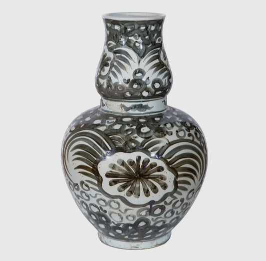 Black Sea Flower Gourd Vase