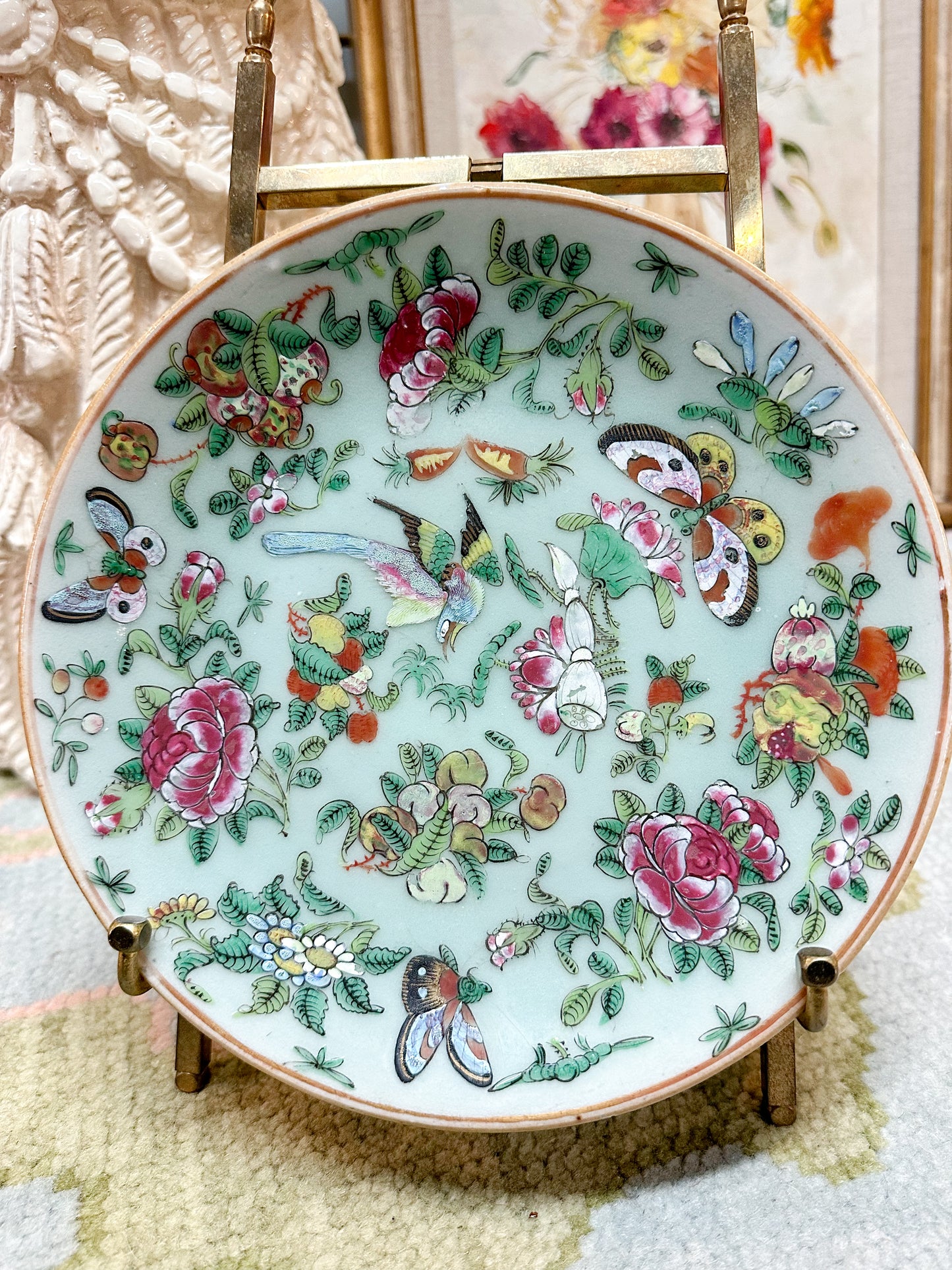 Celadon Famille Rose Canton Plate