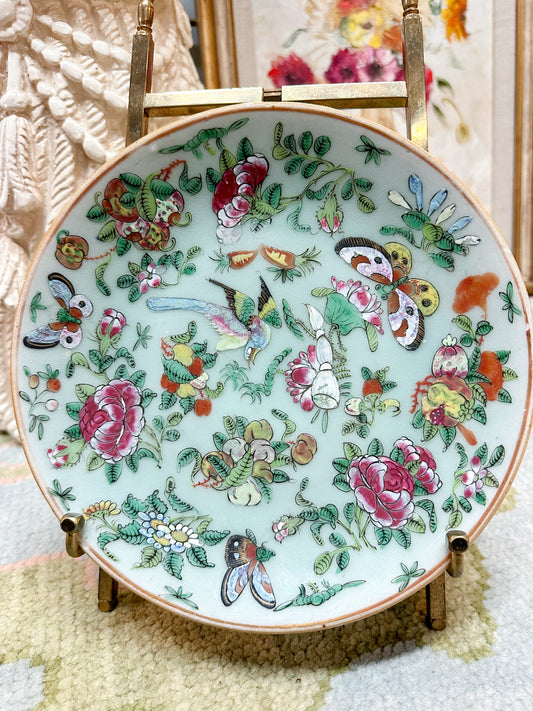 Celadon Famille Rose Canton Plate