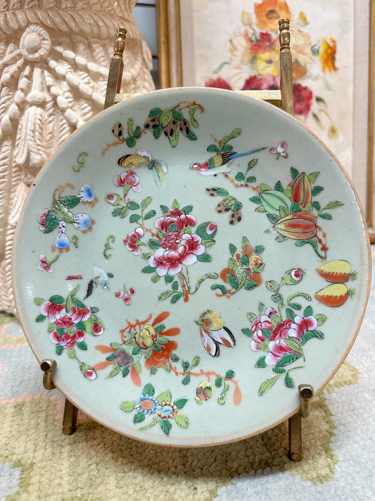 Celadon Famille Rose Canton Plate