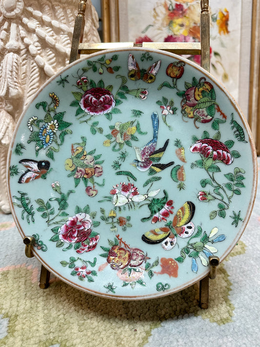 Celadon Famille Rose Canton Plate