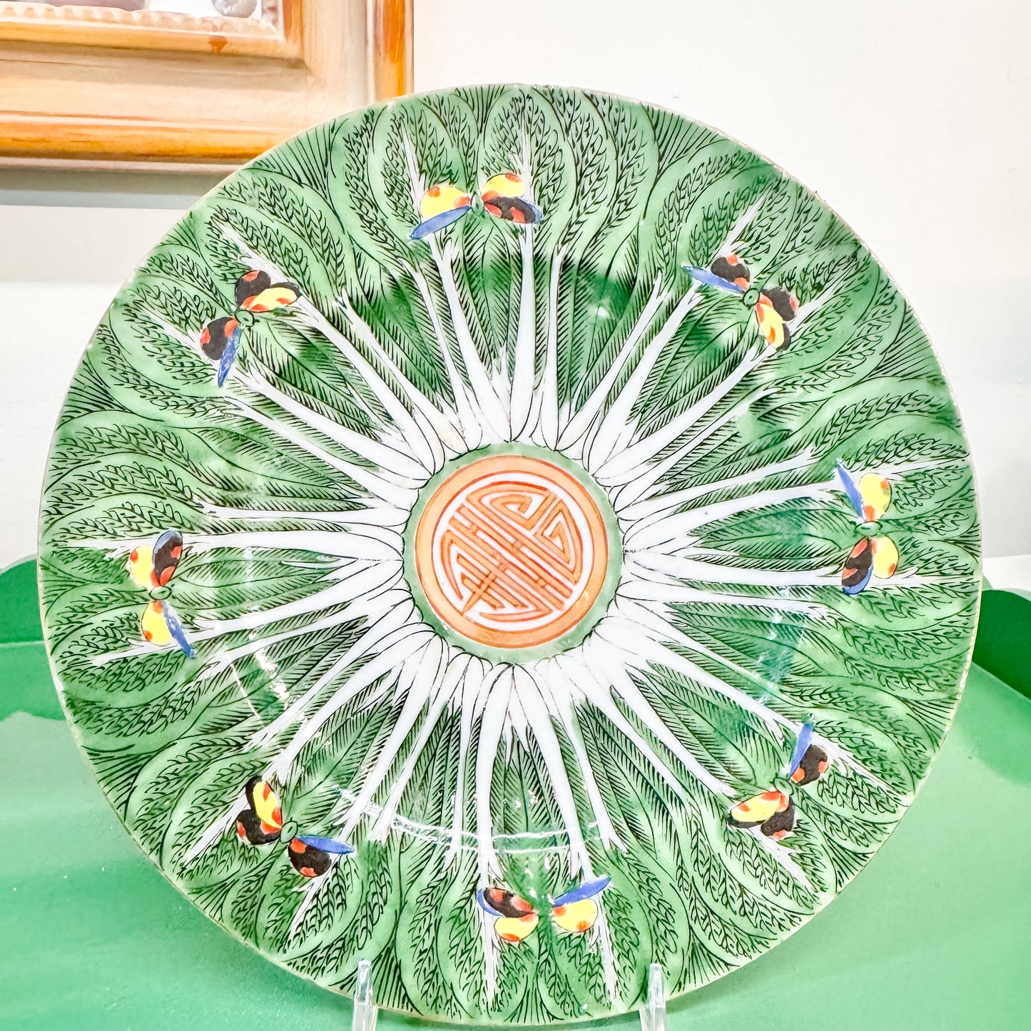 Rare Vintage Bok Choy Famille Vert Cabbage Plate