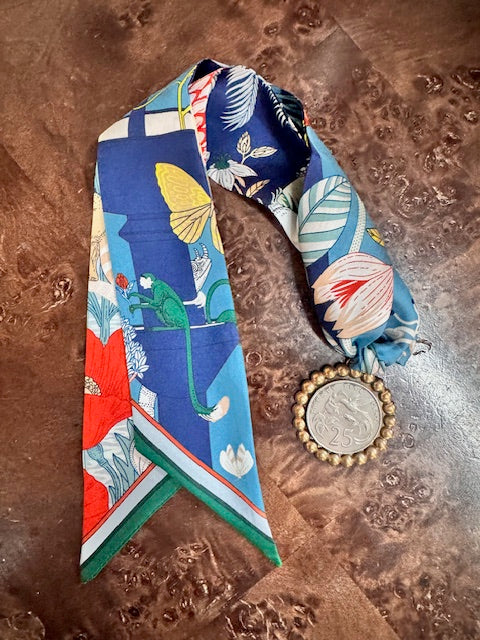 Vintage Hummingbird Coin Scarf Necklace