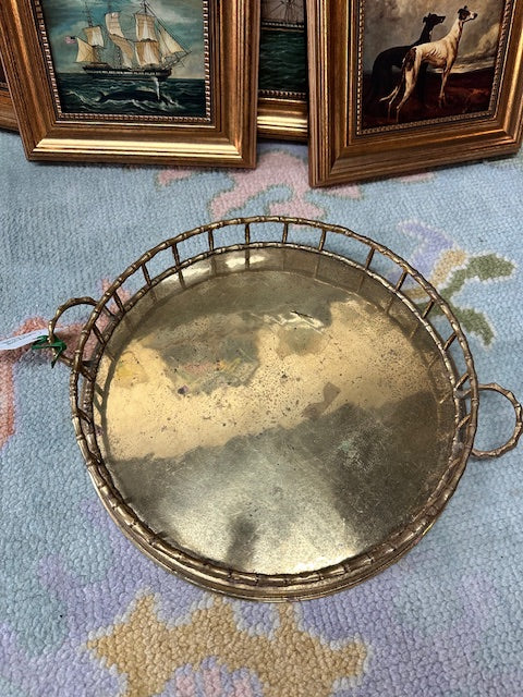 Vintage Brass Bamboo Tray