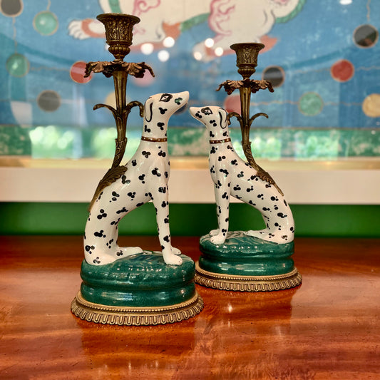 Art Deco Dalmation Candlestick Pair