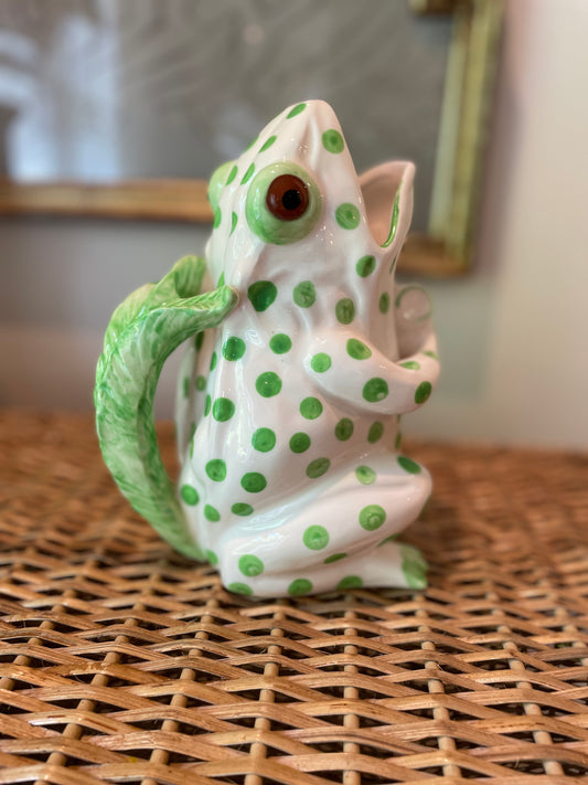 Majolica Spotted Frog Pitcher