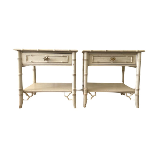 Pair of Chippendale Bamboo Nightstands