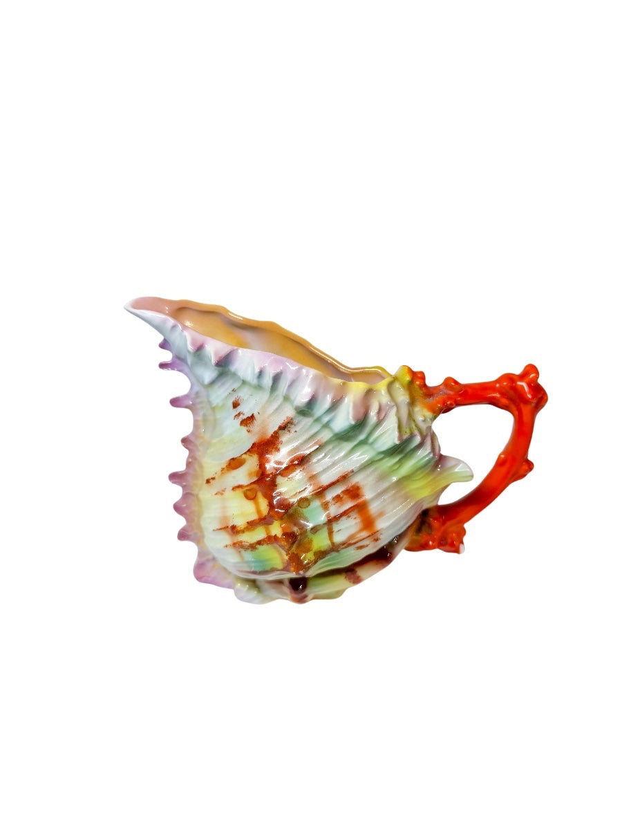 Antique Royal Bayreuth Conch Shell Creamer with Coral Handle