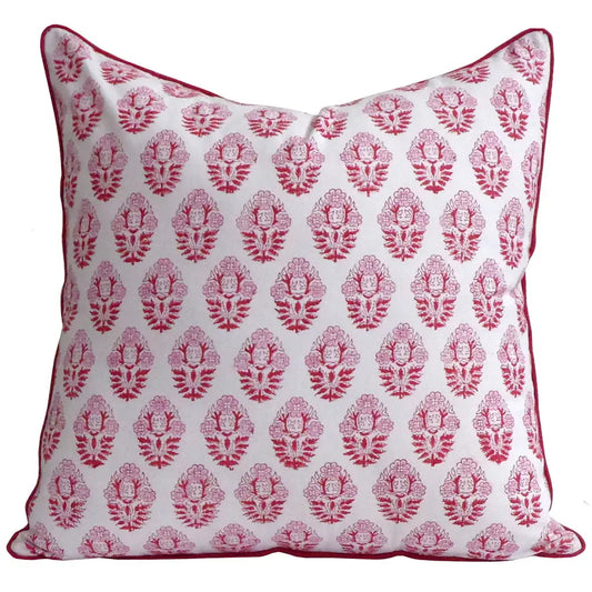 Red Block Print Pillow Cover