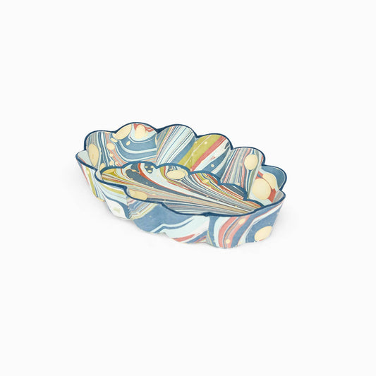 Flower Petal Oval Desk Tray - Ocean Fire Whirl