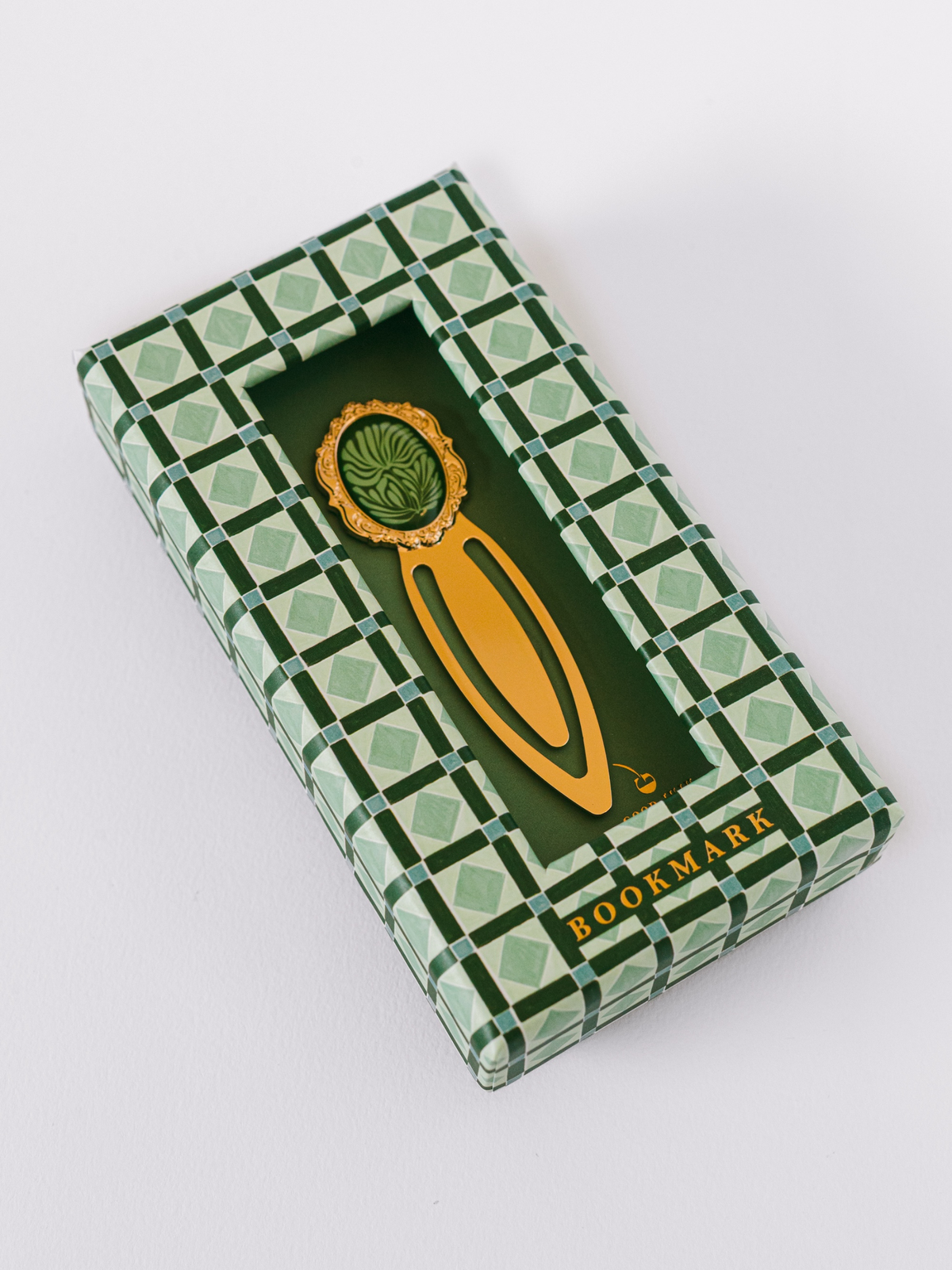 Mosaic Botanical Green Metal Clip Bookmark