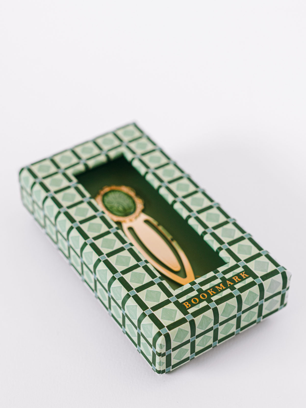 Mosaic Botanical Green Metal Clip Bookmark