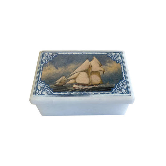 Yacht Mayflower 1886 Defender America's Cup Soap Stone Box