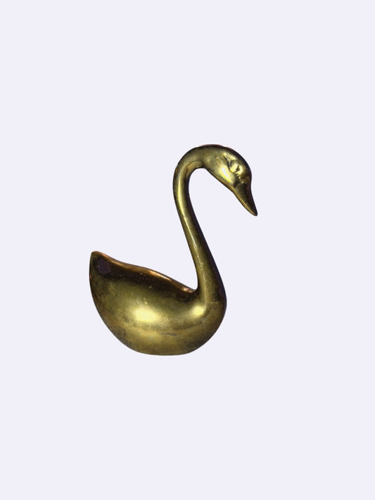 Vintage Solid Brass Swan Figurine Decorative Sculpture