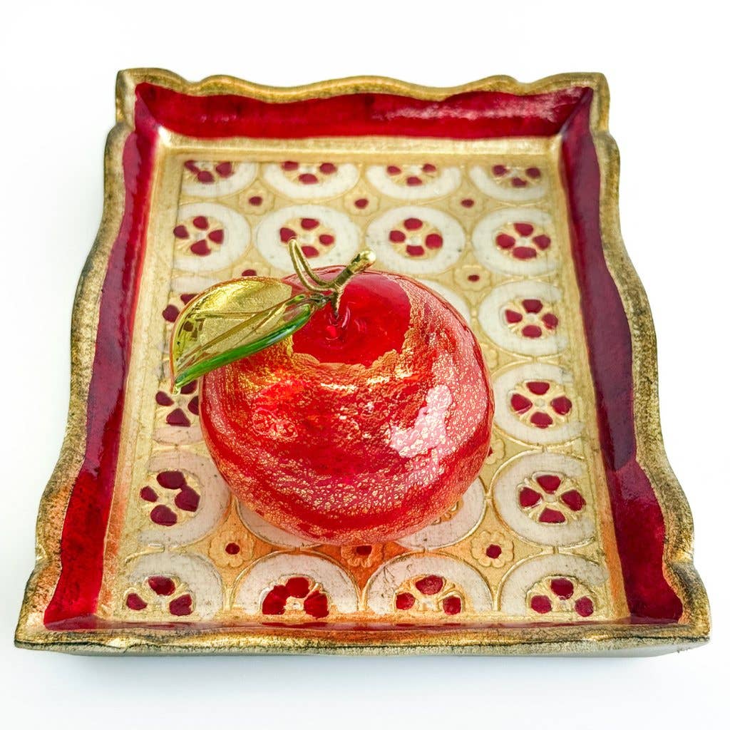 Florentine Carved Wood Rectangle Tessellated Mini Tray: Pink