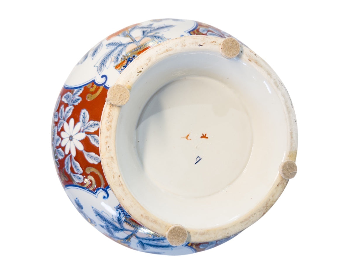 Vintage Japanese Imari Footed Porcelain Centerpiece Bowl