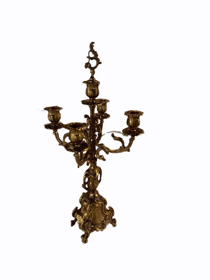French Rococo Style Gilt Bronze Five-Arm Candelabra