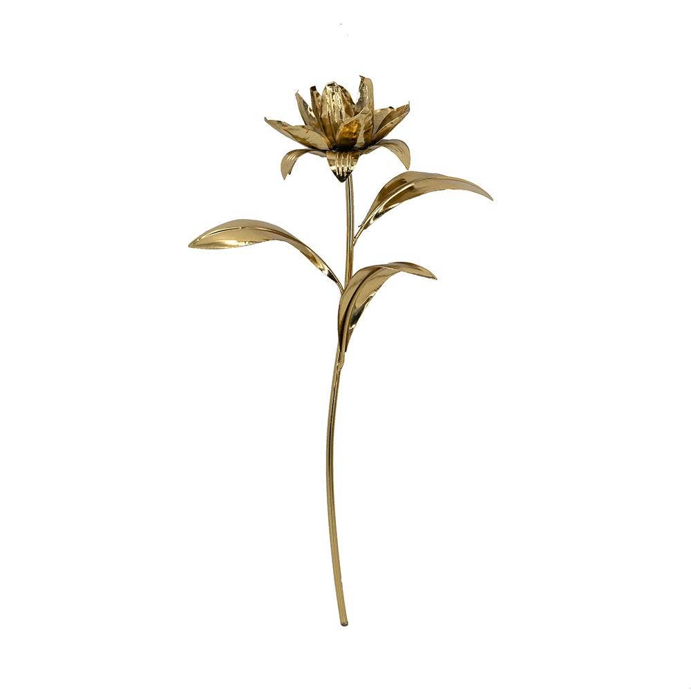 Decorative Gold Iron Flower Sculpture 8x5.5x18"