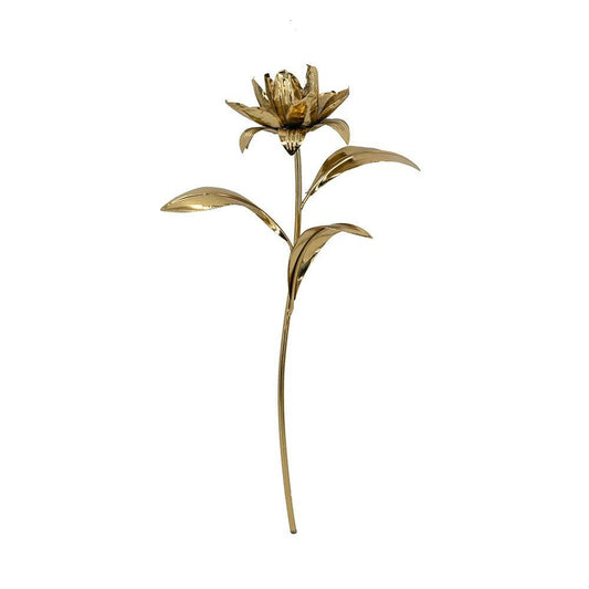 Decorative Gold Iron Flower Sculpture 8x5.5x18"