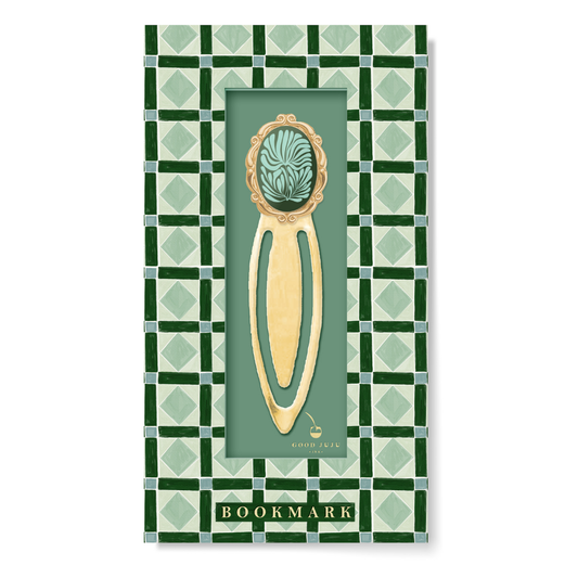 Mosaic Botanical Green Metal Clip Bookmark