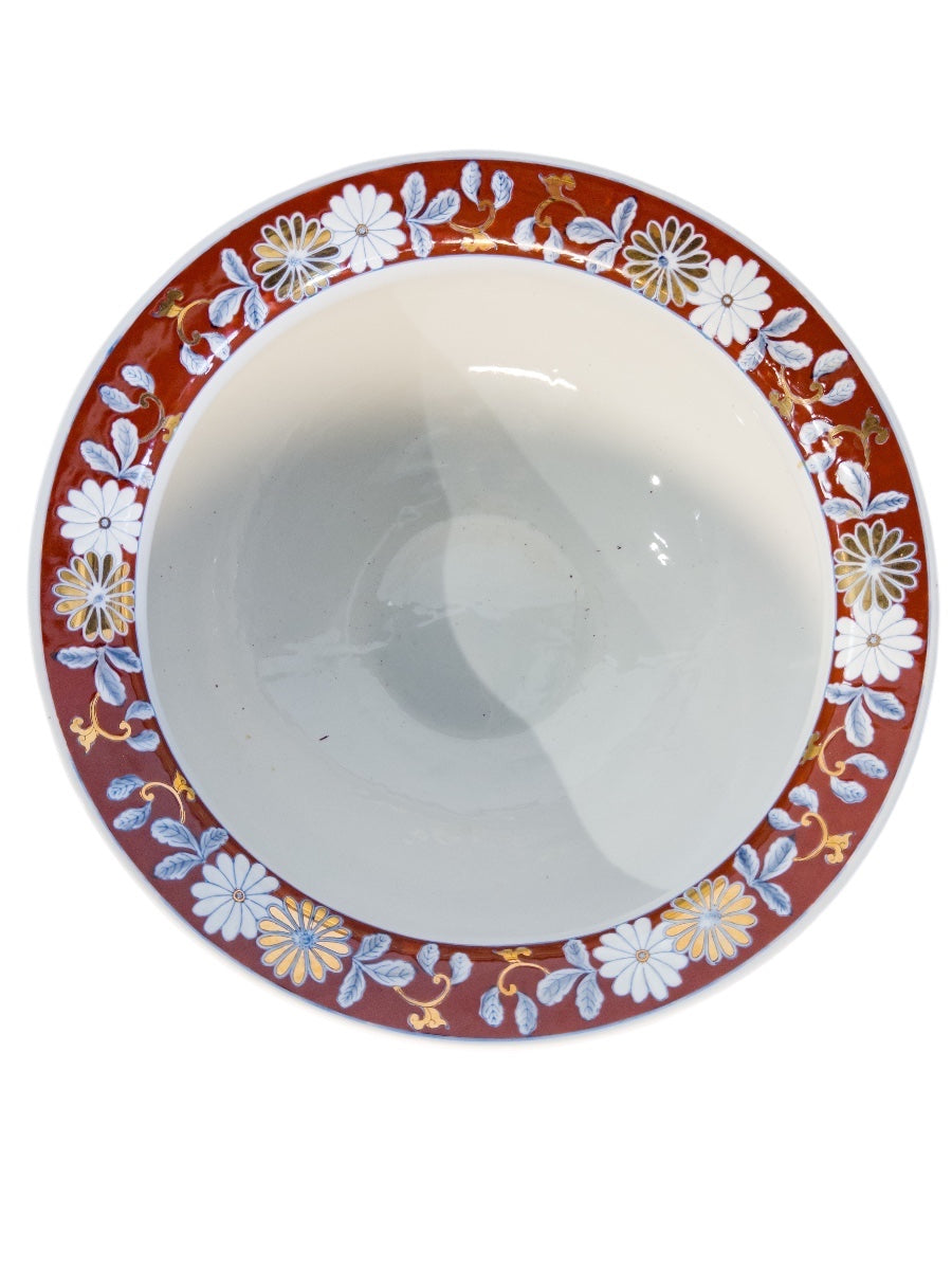 Vintage Japanese Imari Footed Porcelain Centerpiece Bowl