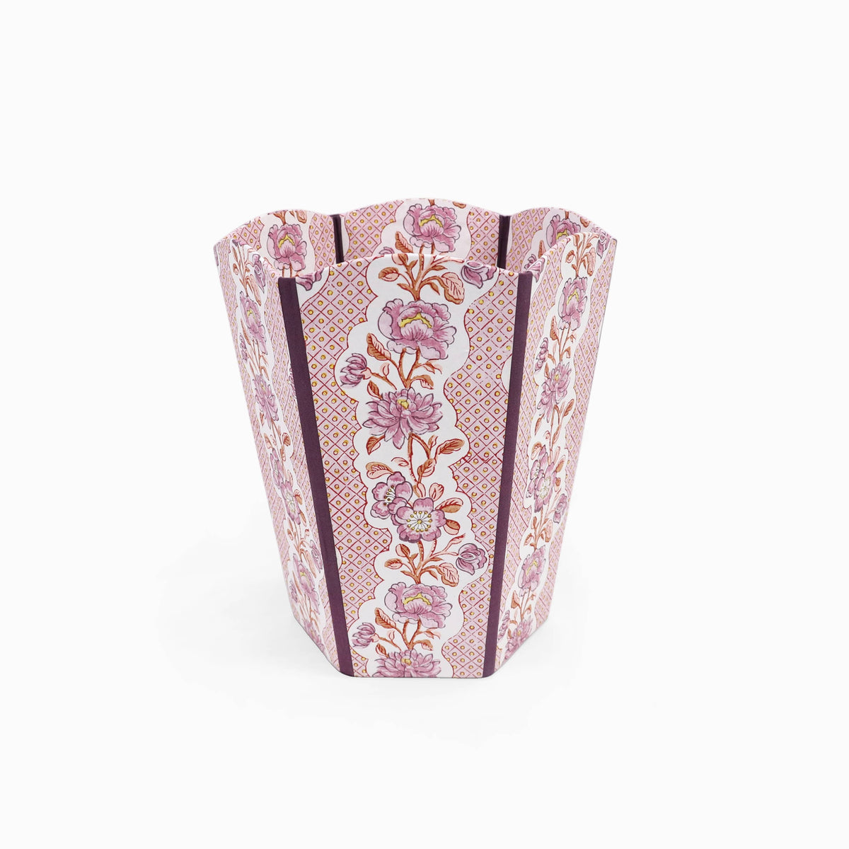 Block Print Wastebasket in Lilac