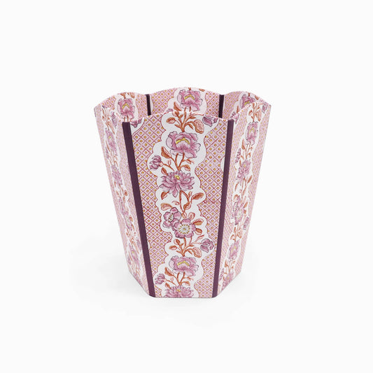 Block Print Wastebasket in Lilac