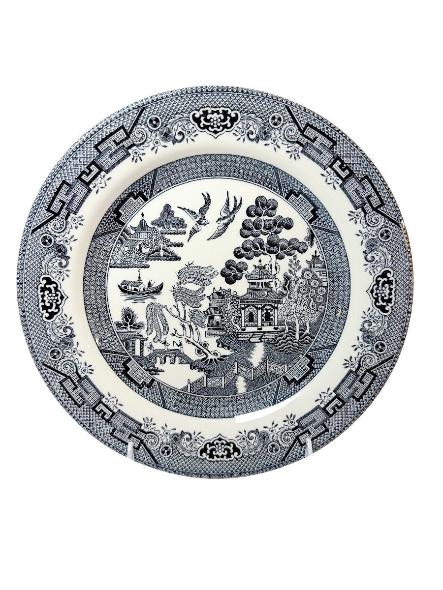 Vintage Black/Midnight Willow Transferware Ceramic Plate