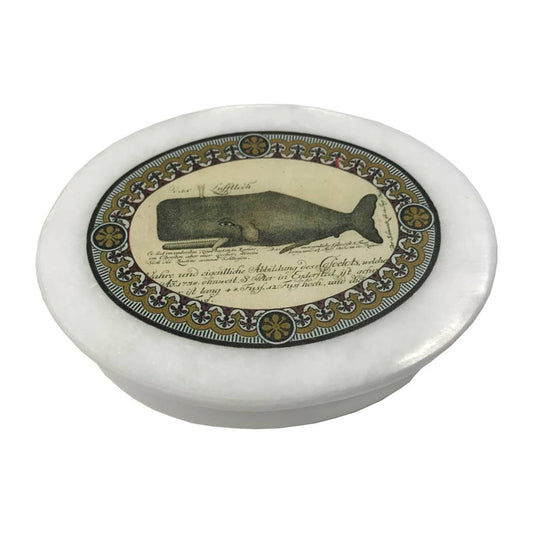 Sperm Whale White Oval Soap Stone Decorative Box