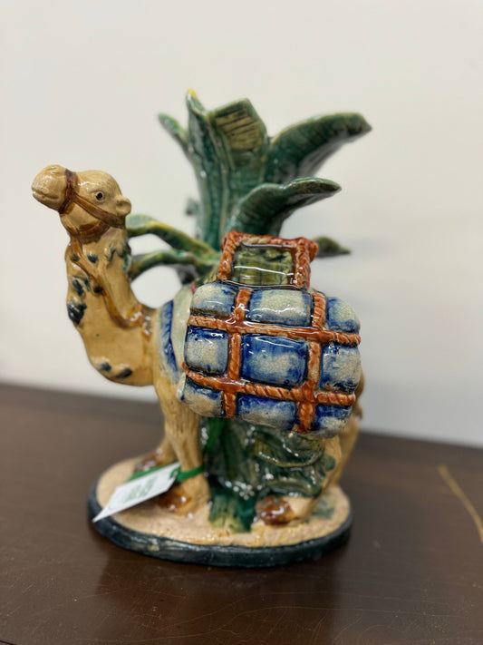 Majolica Style Camel Vase