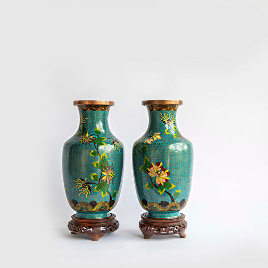 Vintage Cloisonne Vases (pair)