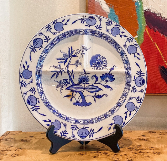 Vintage Blue Onion Divided Platter, Blue and White